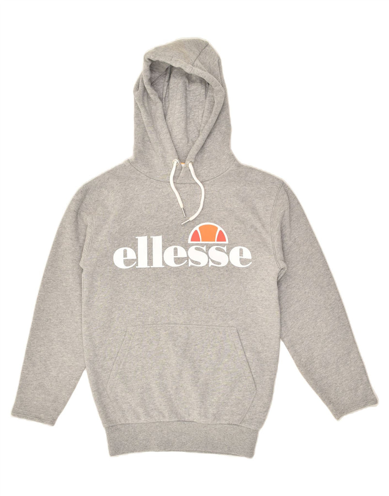 ELLESSE Womens Graphic Hoodie Jumper UK 6 XS Grey Cotton | Vintage Ellesse | Thrift | Second-Hand Ellesse | Used Clothing | Messina Hembry 