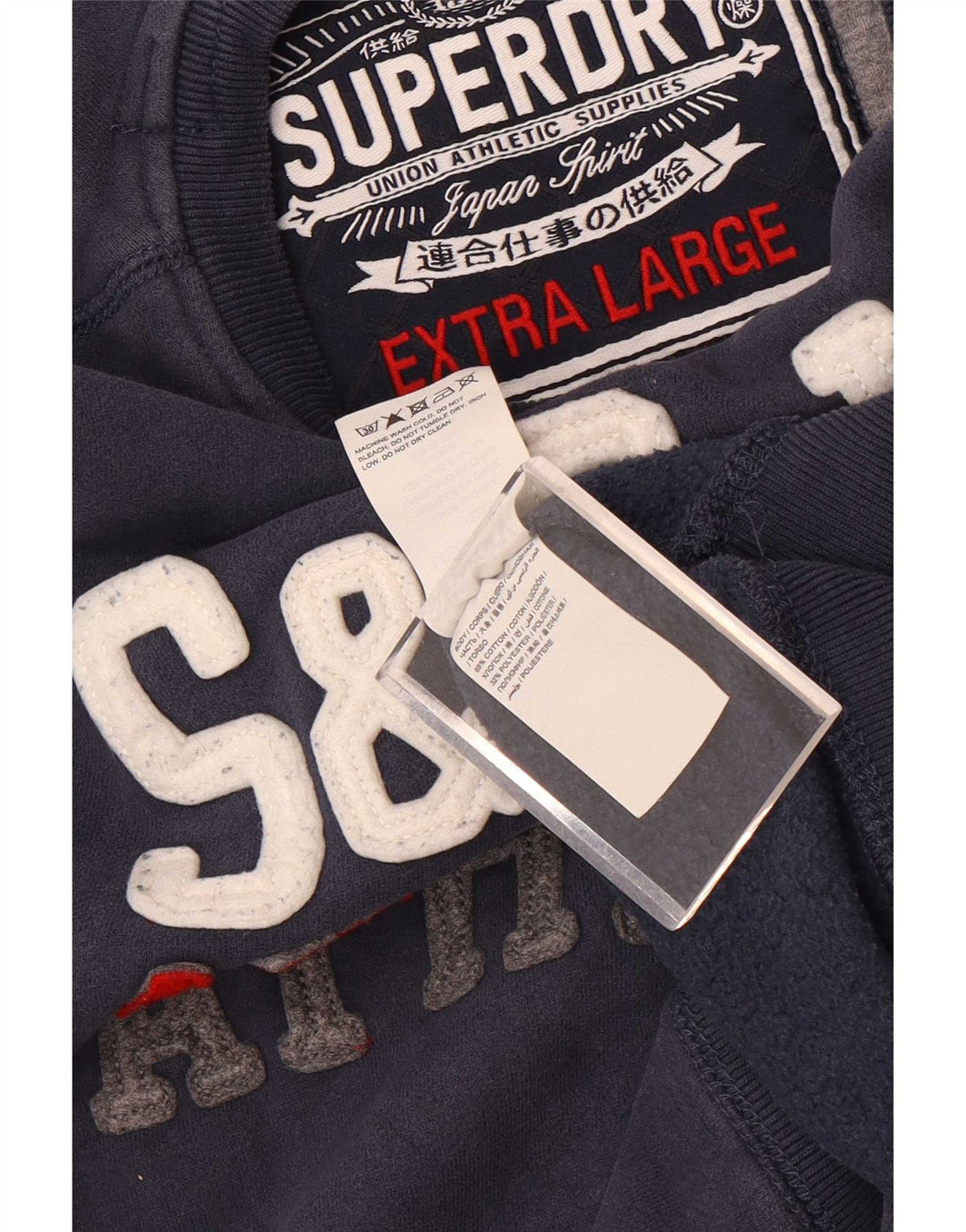 Superdry Mens Graphic Sweatshirt Jumper XL Navy Blue Cotton