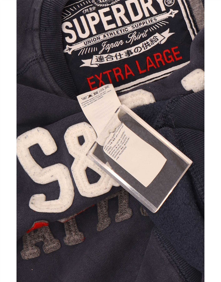 Superdry Mens Graphic Sweatshirt Jumper XL Navy Blue Cotton