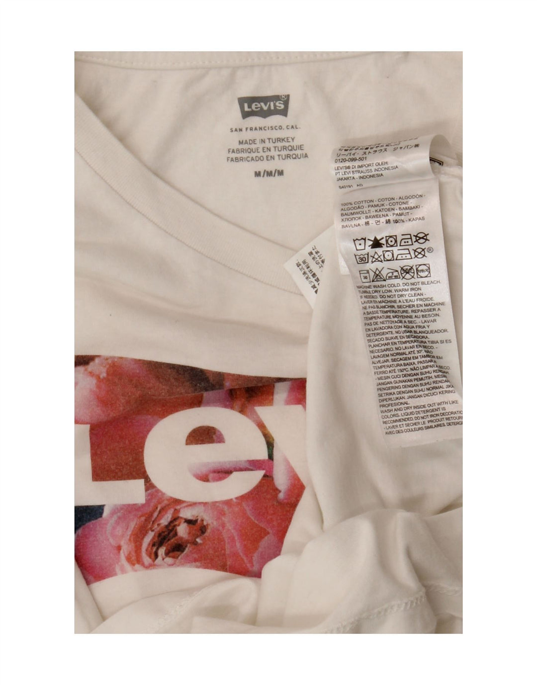 Levi's Womens Graphic T-Shirt Top UK 12 Medium White Cotton