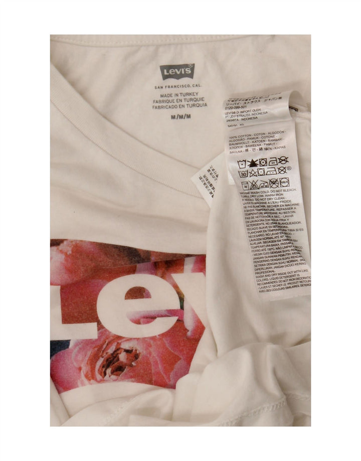 Levi's Womens Graphic T-Shirt Top UK 12 Medium White Cotton