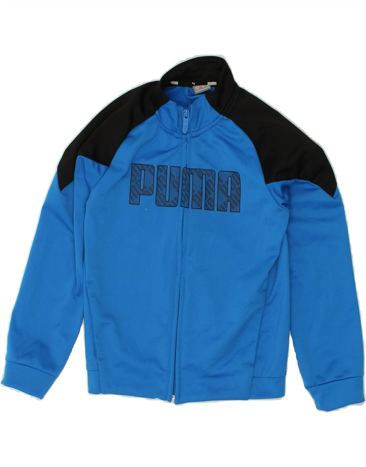 PUMA Boys Graphic Tracksuit Top Jacket 7-8 Years Blue Colourblock | Vintage Puma | Thrift | Second-Hand Puma | Used Clothing | Messina Hembry 