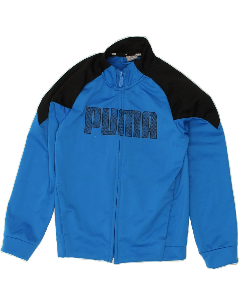 PUMA Boys Graphic Tracksuit Top Jacket 7-8 Years Blue Colourblock | Vintage Puma | Thrift | Second-Hand Puma | Used Clothing | Messina Hembry 