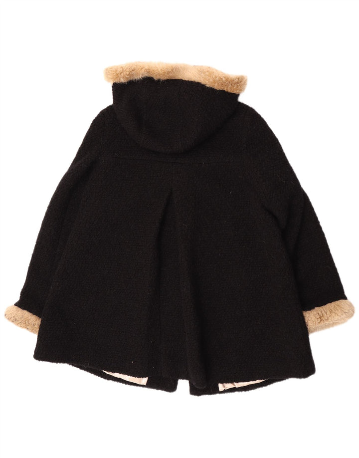 Monsoon Womens Hooded Overcoat UK 16 Large Black Wool