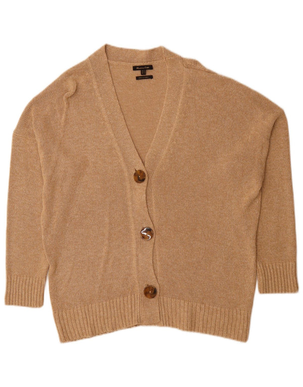 Massimo Dutti Womens Cardigan Sweater UK 14 Medium Beige Viscose