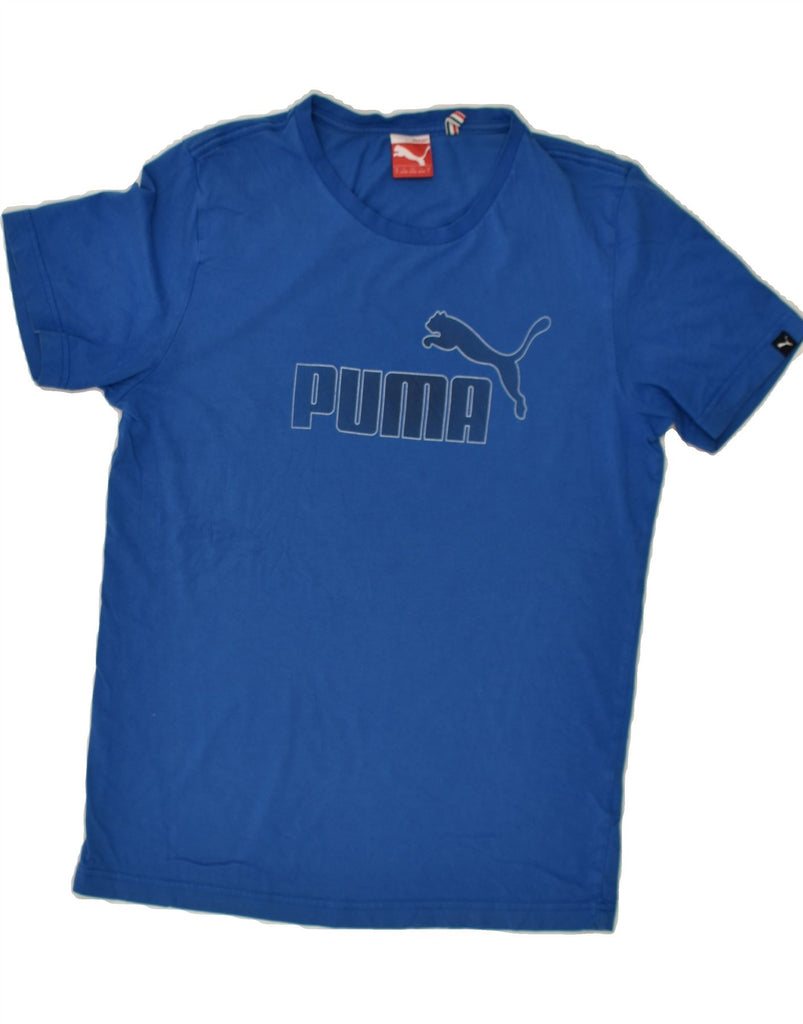 PUMA Mens Graphic T-Shirt Top Small Blue | Vintage Puma | Thrift | Second-Hand Puma | Used Clothing | Messina Hembry 