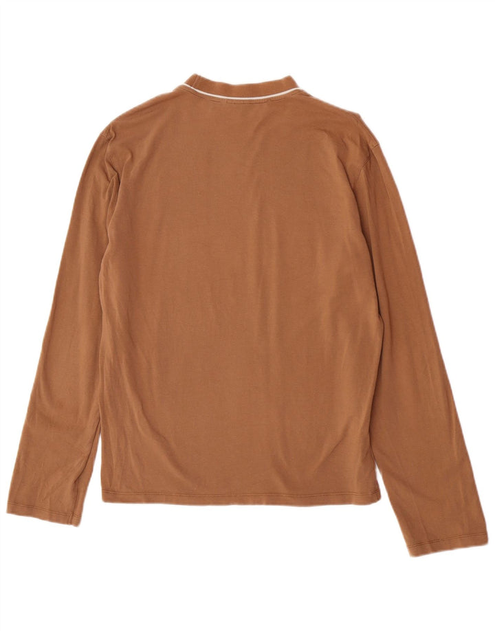 Trussardi Jeans Mens Graphic Top Long Sleeve Medium Brown Cotton