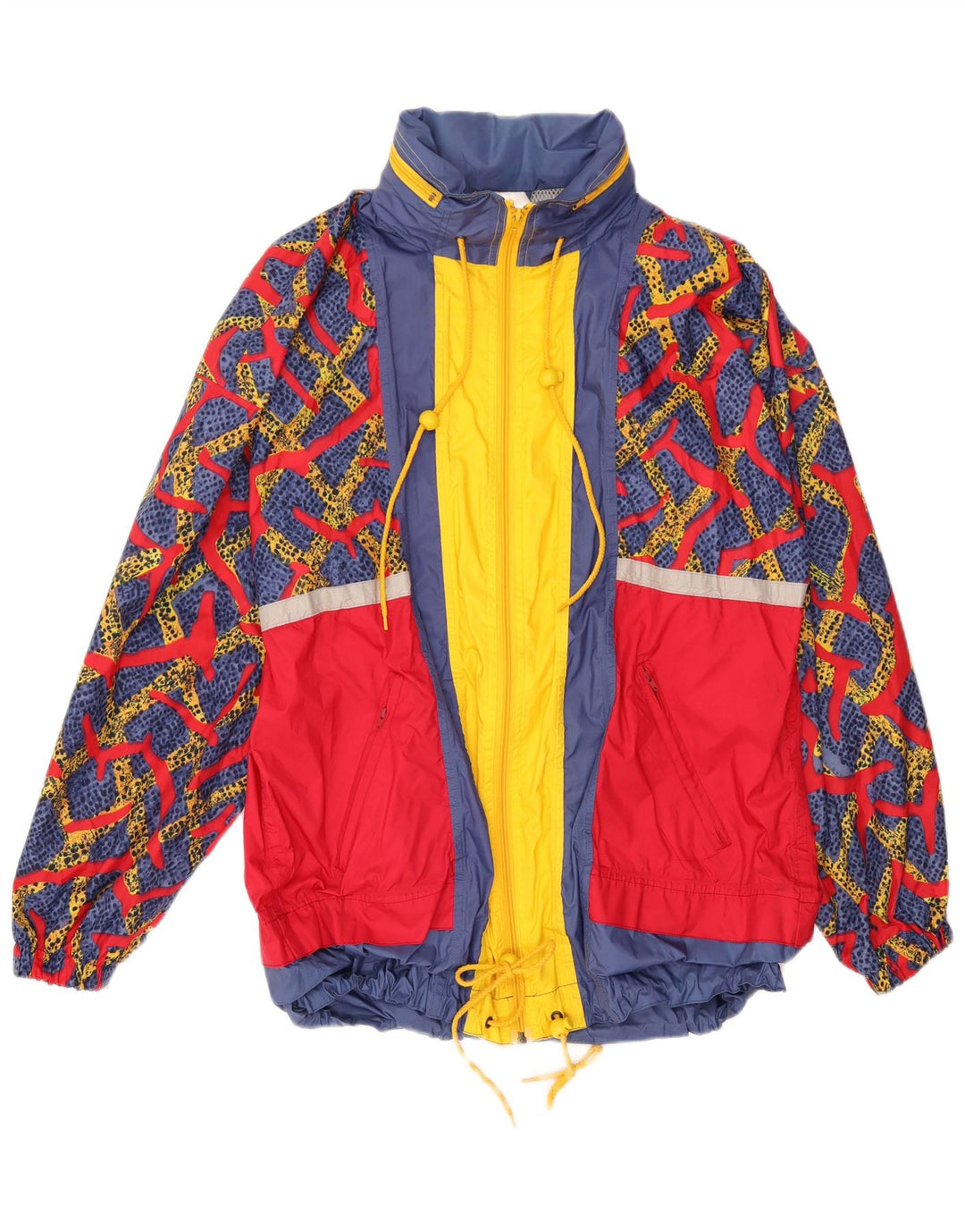 Vintage Mens Hooded Rain Jacket UK 40 Large Multicoloured Colourblock