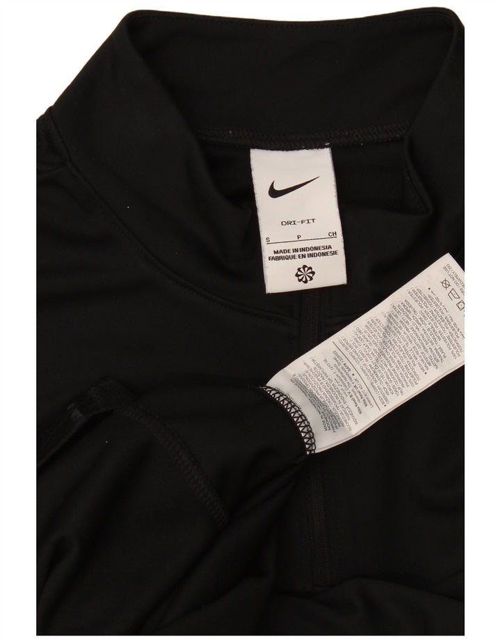 Nike Mens Dri Fit Zip Neck Pullover Tracksuit Top Small Black Polyester