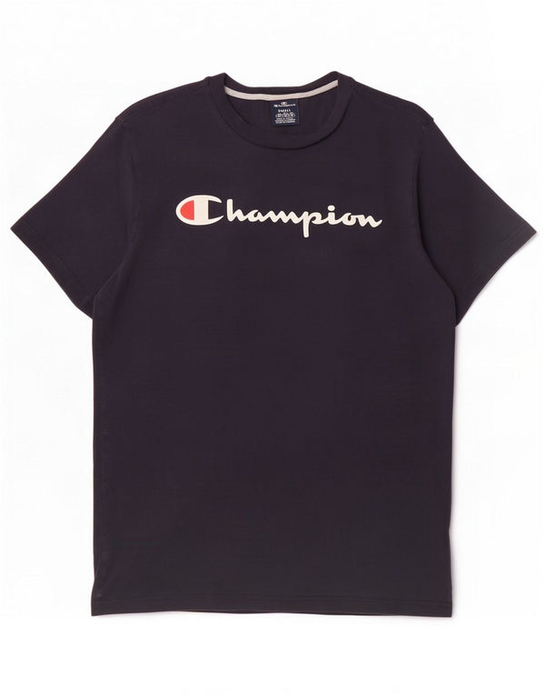Champion Mens Graphic T-Shirt Top Small Navy Blue Cotton