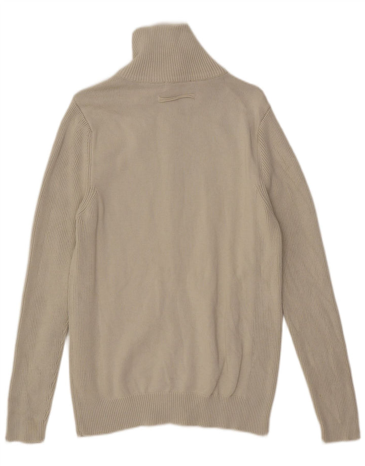 Zara Mens Cardigan Sweater XL Off White Cotton