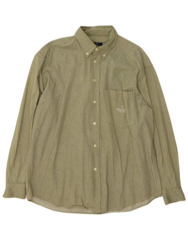 TRUSSARDI JEANS Mens Shirt Large Khaki