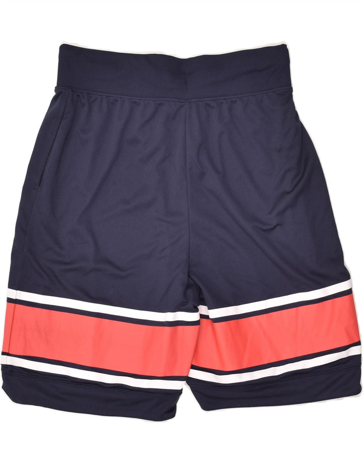 LOTTO Mens Graphic Sport Shorts Medium Navy Blue Colourblock Polyester | Vintage Lotto | Thrift | Second-Hand Lotto | Used Clothing | Messina Hembry 