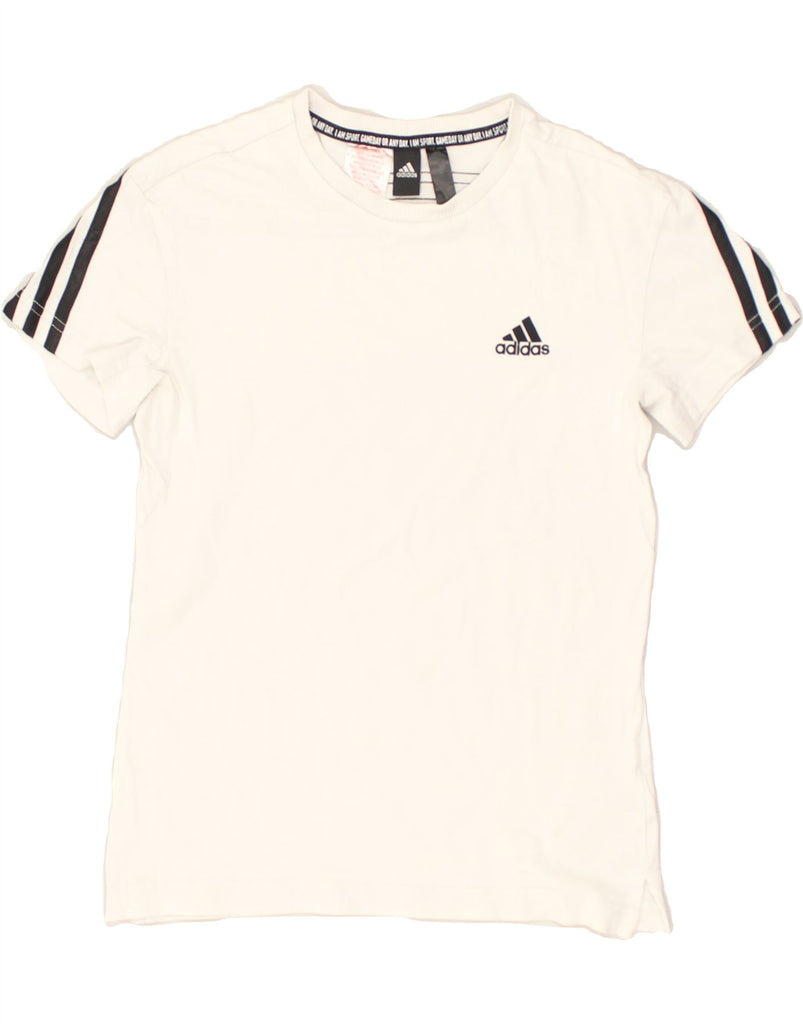 ADIDAS Boys T-Shirt Top 11-12 Years Off White Cotton | Vintage Adidas | Thrift | Second-Hand Adidas | Used Clothing | Messina Hembry 