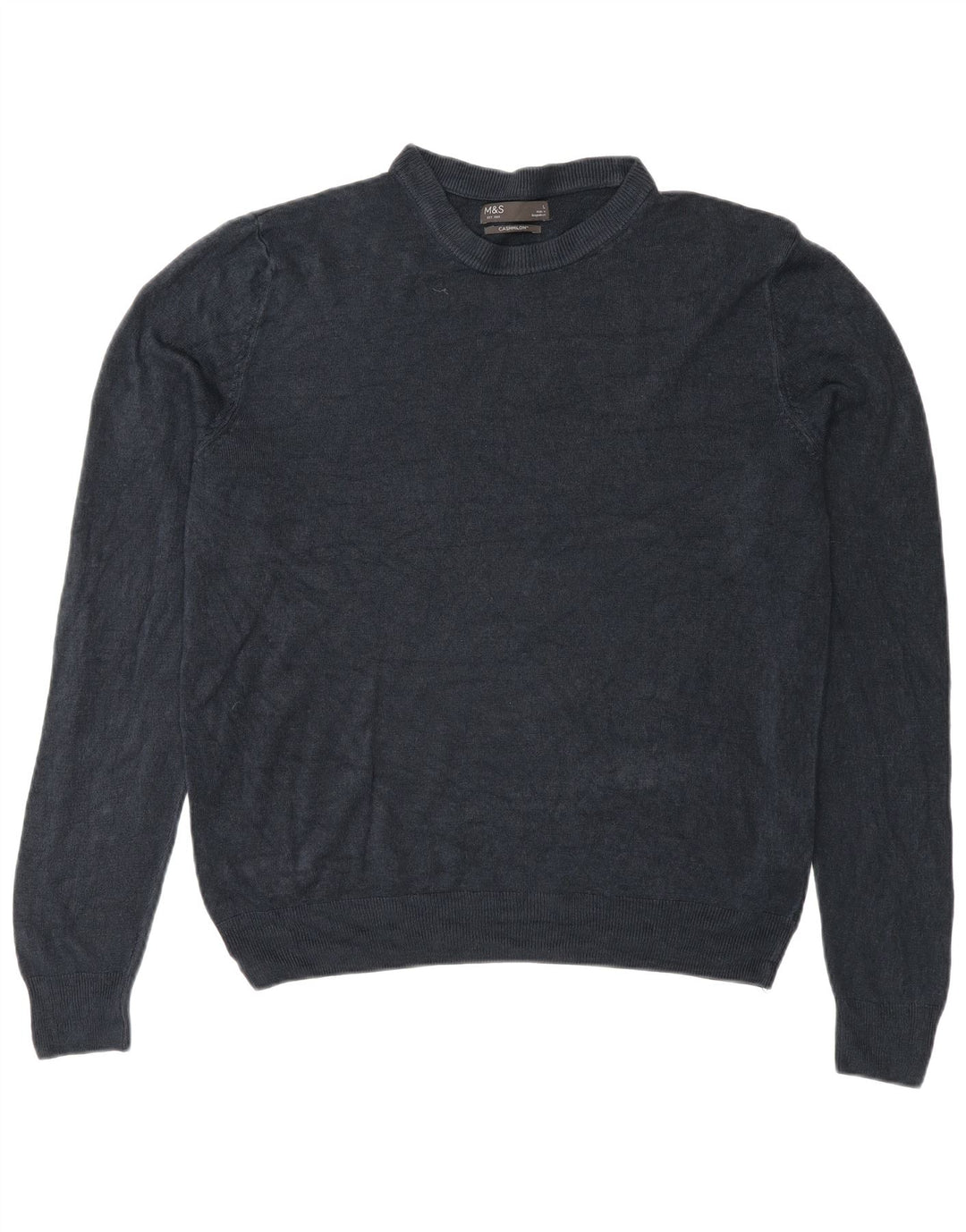 Marks & Spencer Mens Crew Neck Jumper Sweater Large Navy Blue Acrylic