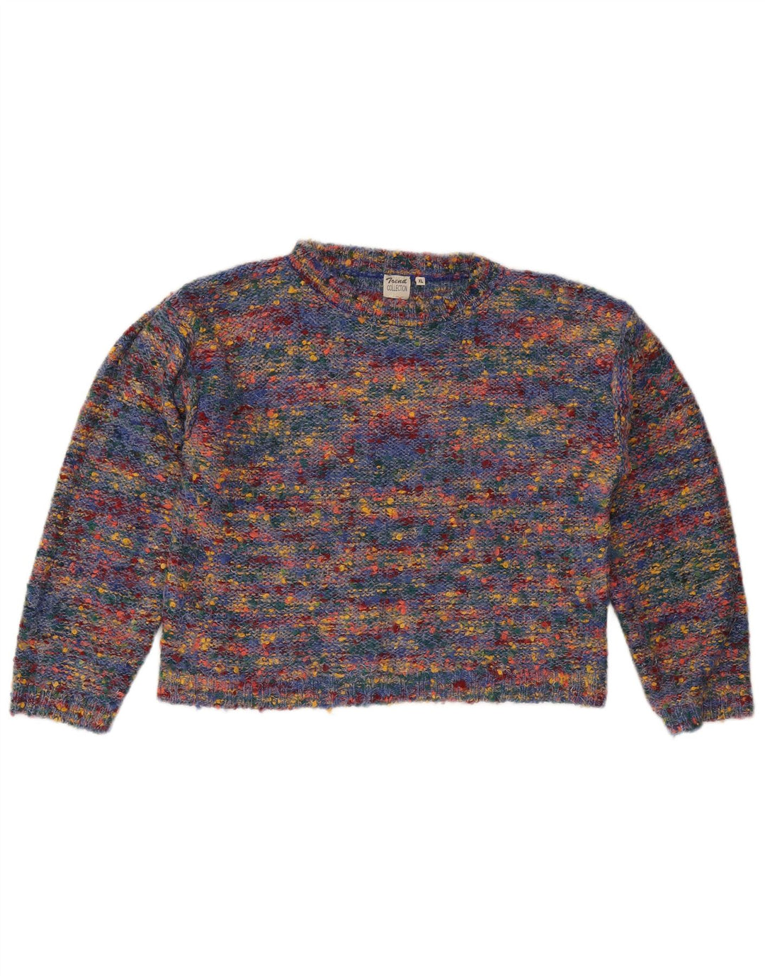 TREND Womens Crop Crew Neck Jumper Sweater UK 18 XL Multicoloured Flecked