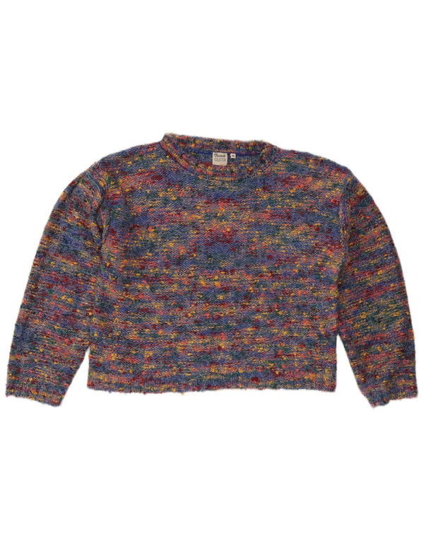 TREND Womens Crop Crew Neck Jumper Sweater UK 18 XL Multicoloured Flecked