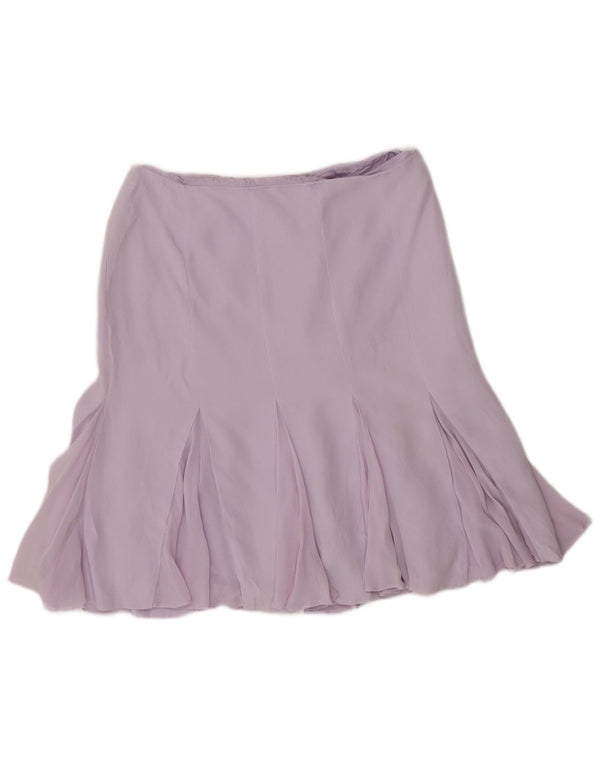 Luisa Spagnoli Womens Ruffle Skirt IT 44 Medium W30  Purple Silk