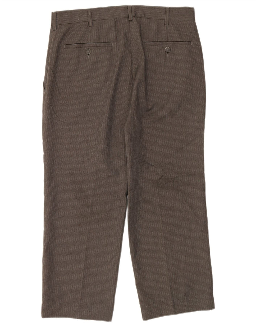 Farah Mens Straight Cropped Trousers W32 L24 Grey Pinstripe Polyester