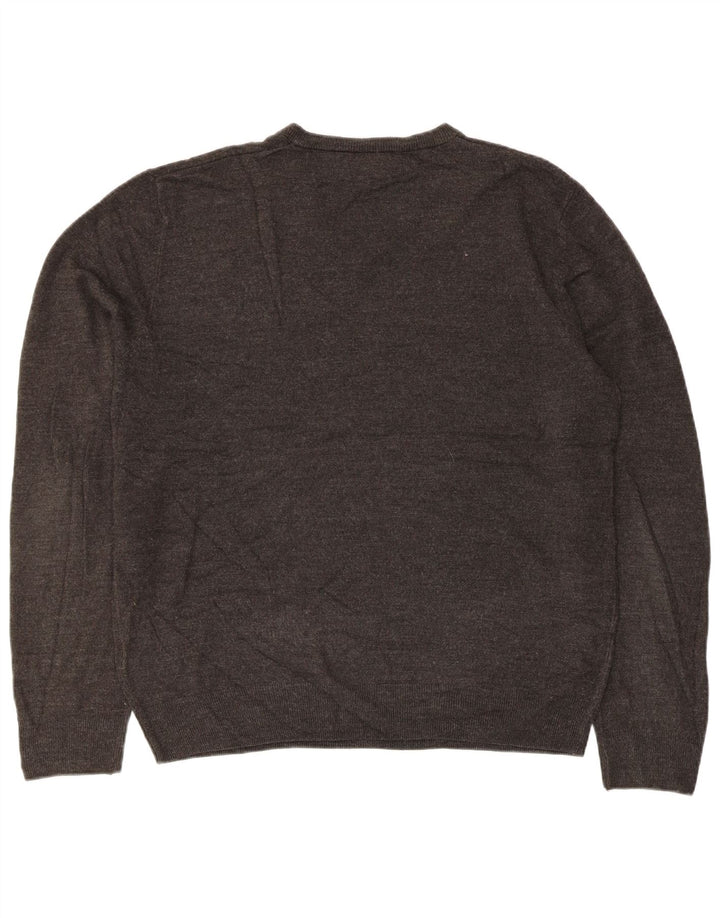 Marks & Spencer Mens V-Neck Jumper Sweater XL Grey Acrylic