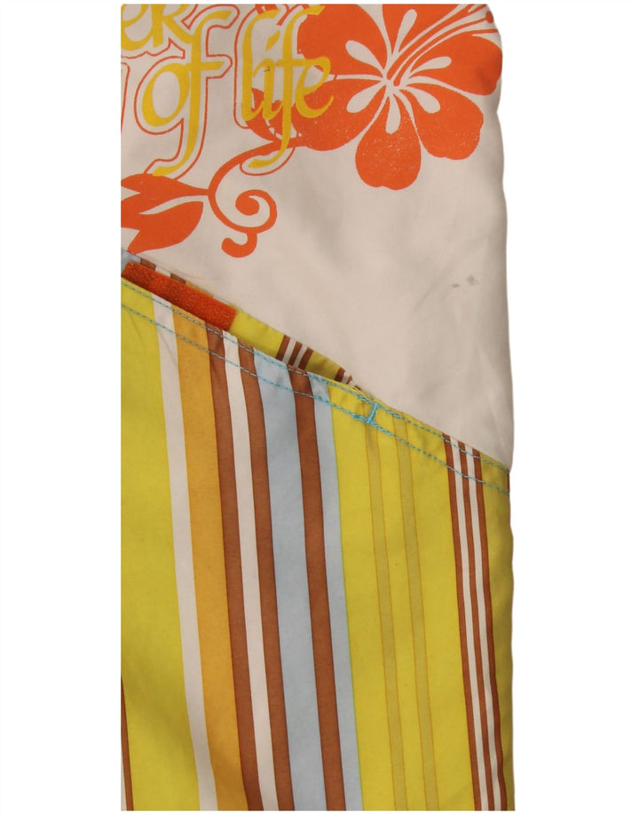 Sundek Mens Graphic Swimming Shorts Medium  Yellow Striped