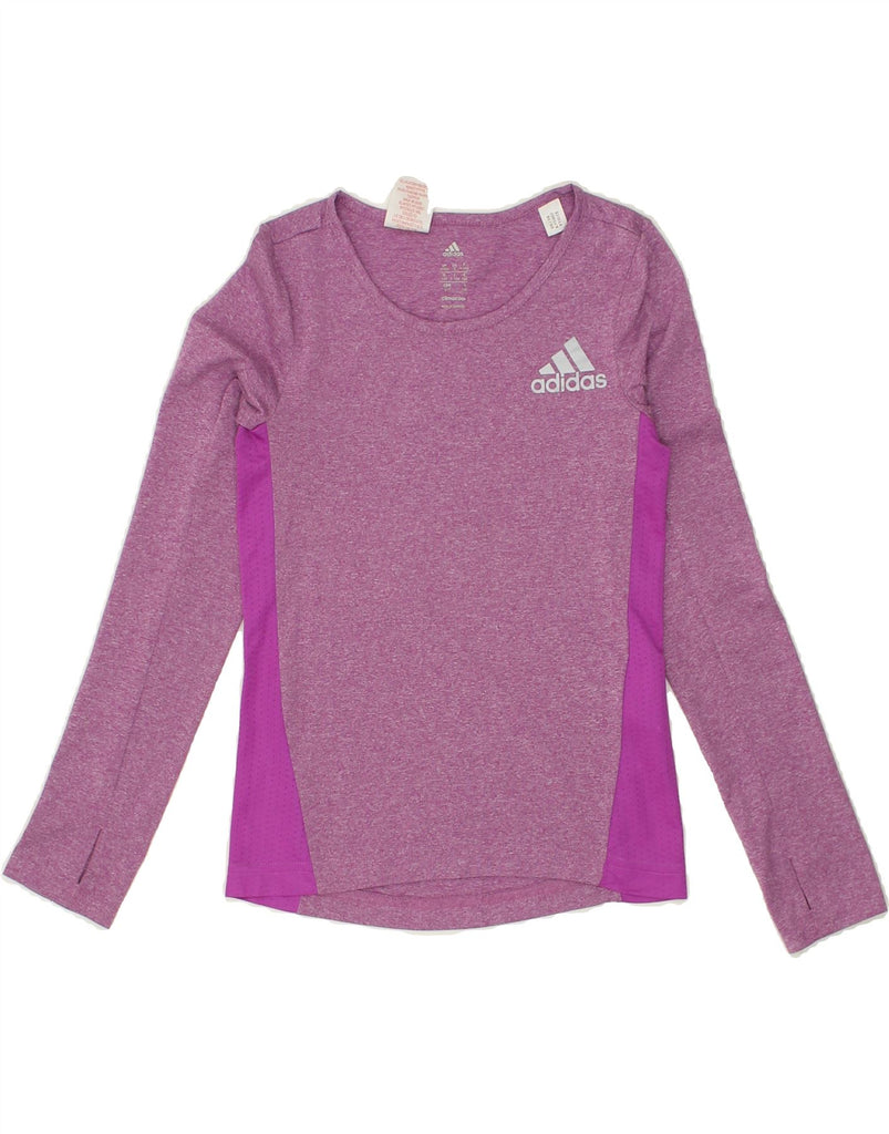 ADIDAS Girls Top Long Sleeve 9-10 Years Pink Flecked Polyester | Vintage Adidas | Thrift | Second-Hand Adidas | Used Clothing | Messina Hembry 