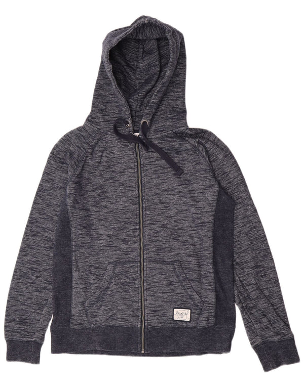 Animal Womens Zip Hoodie Sweater UK 12 Medium Navy Blue Flecked Cotton