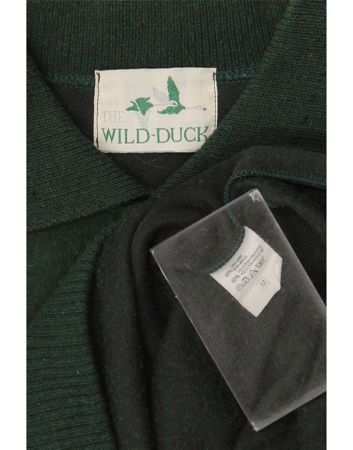 Vintage Mens Polo Neck Jumper Sweater Medium Green Wool
