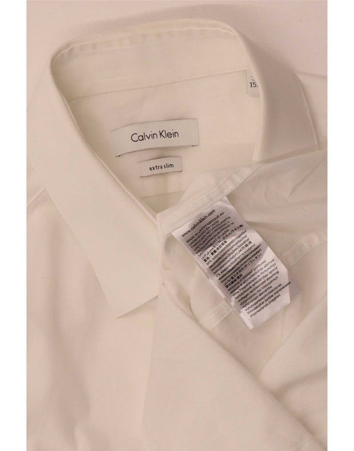 Calvin Klein Mens Extra Slim Fit Shirt Size 39 15 1/2 Medium White Cotton