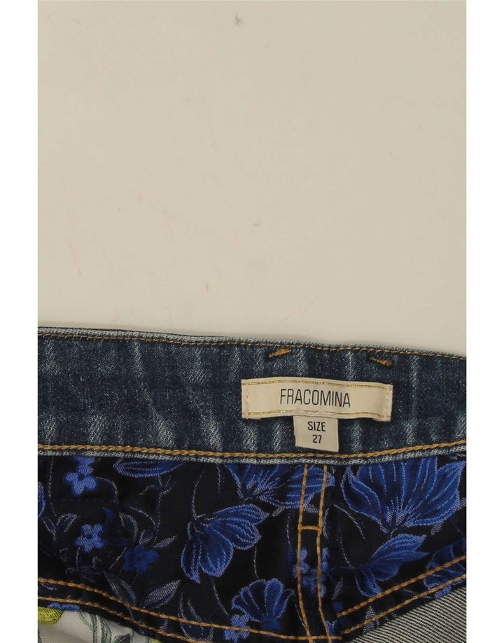 Fracomina Womens Denim Shorts W27 Small Blue Patchwork