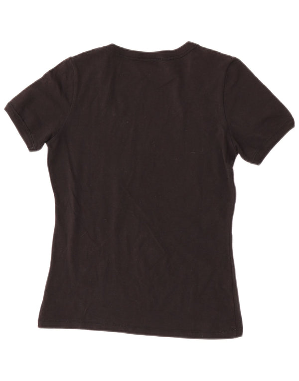 Marlboro Classics Womens Graphic T-Shirt Top UK 10 Small Black Cotton