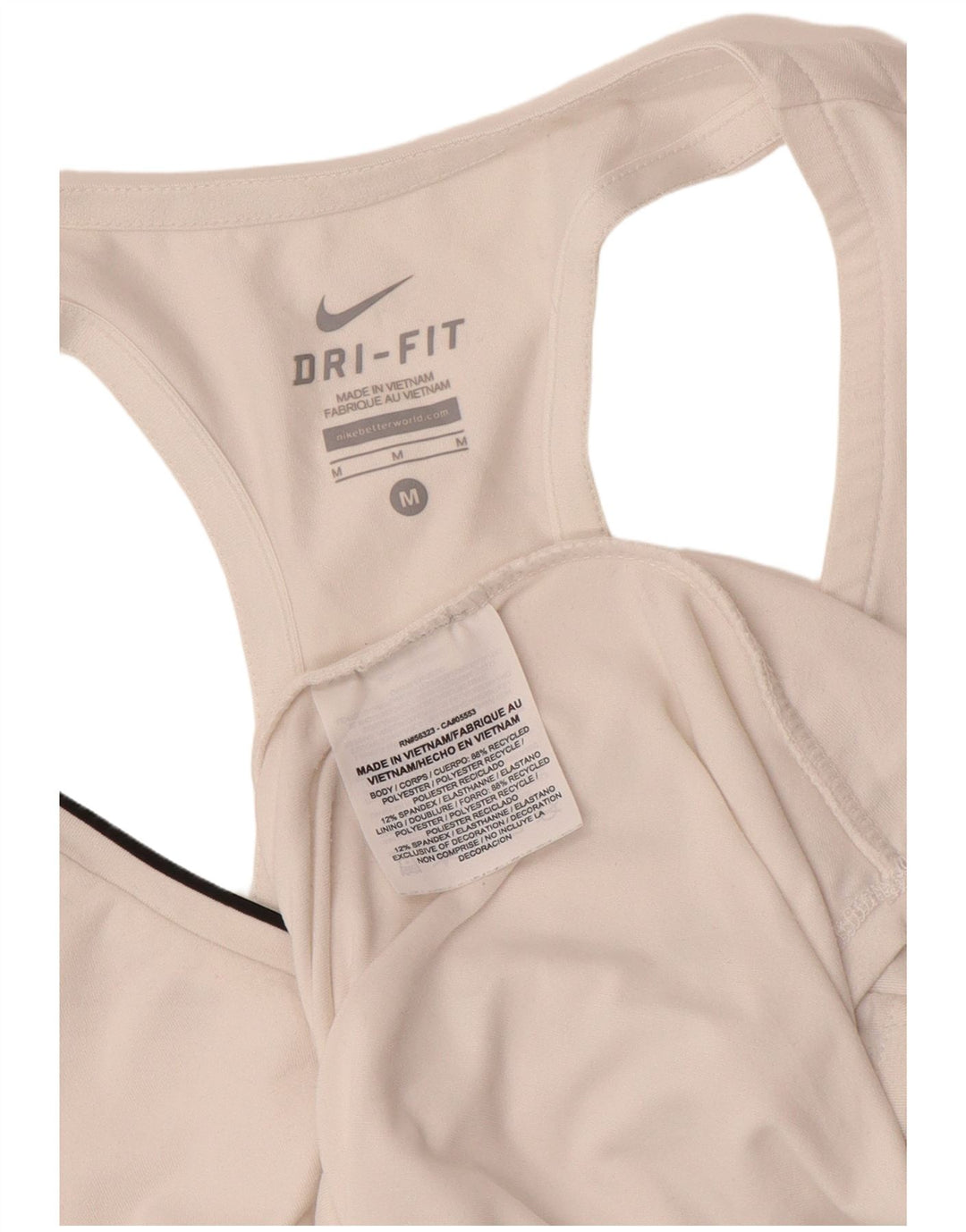 NIKE Womens Dri Fit Vest Top UK 12 Medium White Polyester