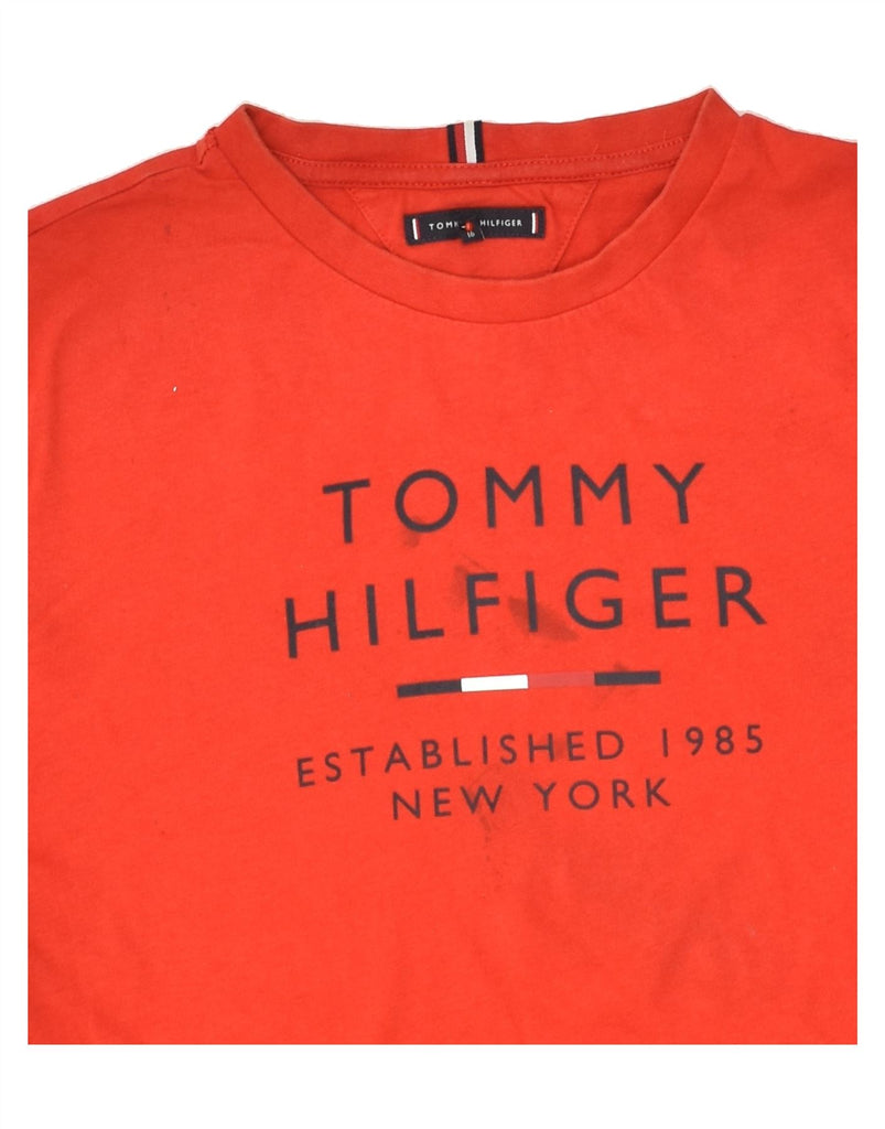 TOMMY HILFIGER Boys Graphic T-Shirt Top 15-16 Years Red Cotton | Vintage Tommy Hilfiger | Thrift | Second-Hand Tommy Hilfiger | Used Clothing | Messina Hembry 