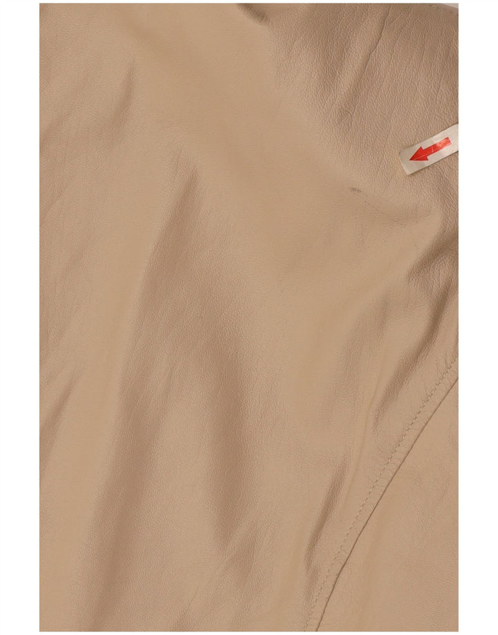 Vintage Womens Leather Jacket UK 18 XL Beige Leather
