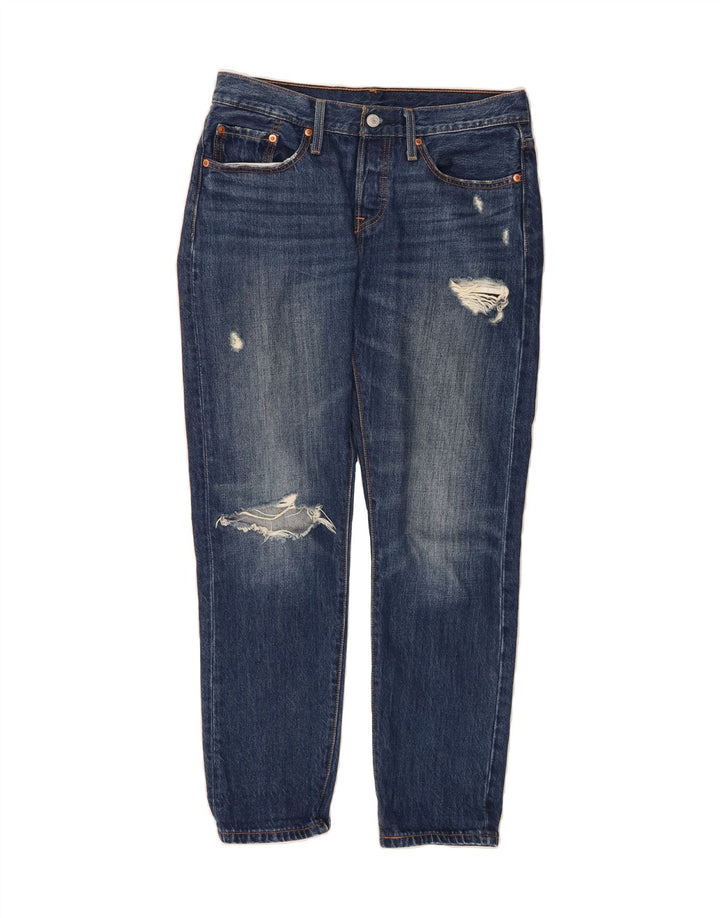LEVI'S Womens 501 Distressed Straight Jeans W27 L28 Blue Cotton Vintage Levi's and Second-Hand Levi's from Messina Hembry 