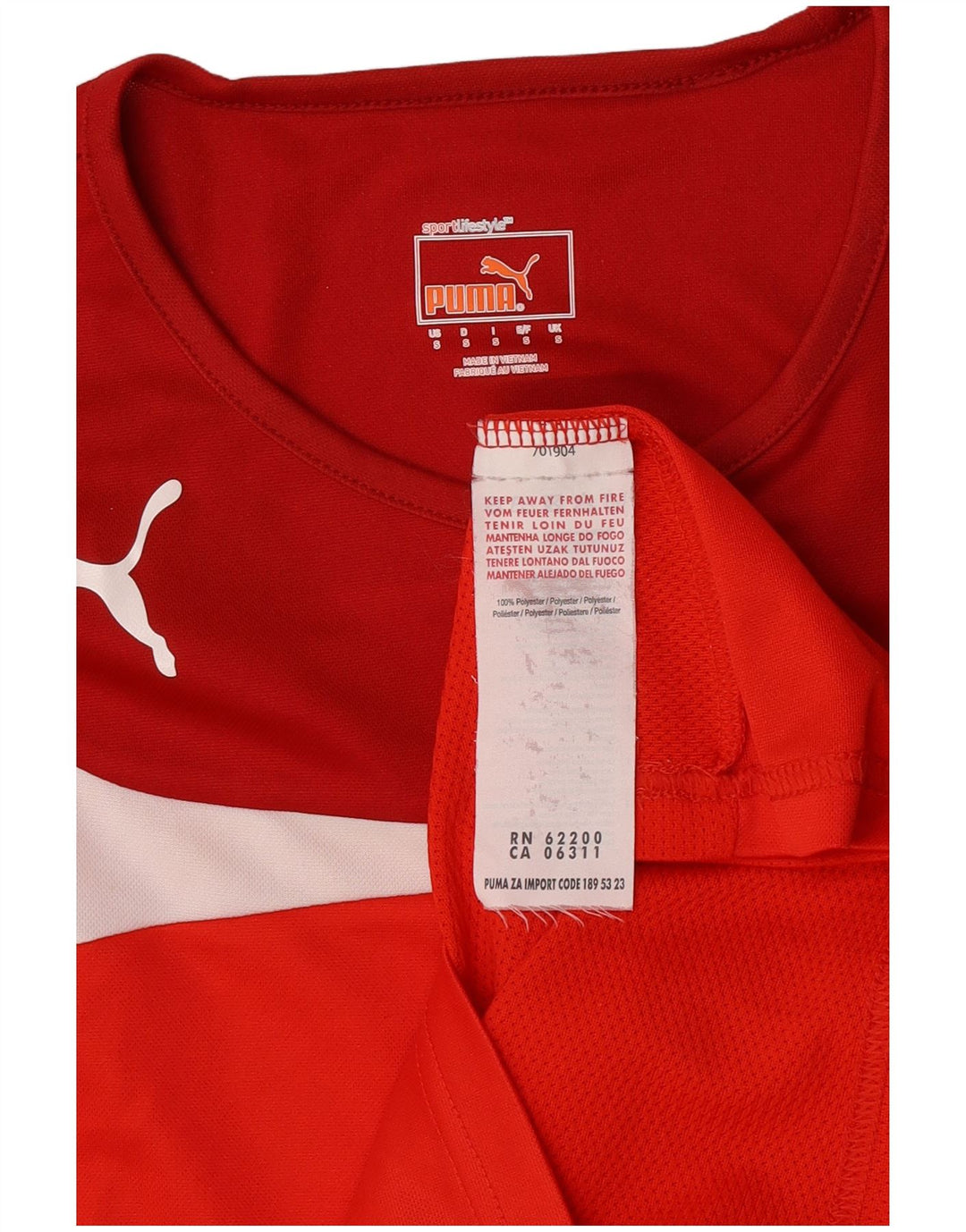 Puma Mens T-Shirt Top Small Red Colourblock Polyester