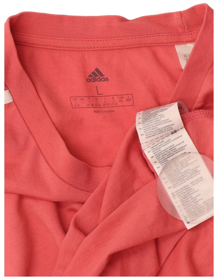 ADIDAS Womens T-Shirt Top UK 16/18 Large Pink Cotton