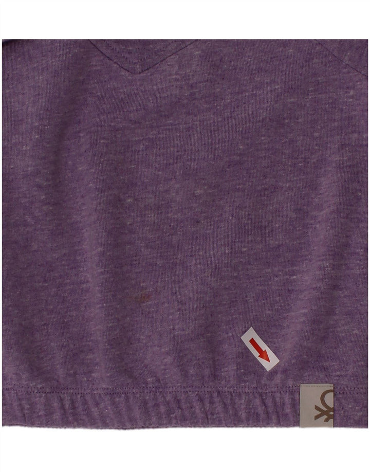 Benetton Girls Sweatshirt Jumper 2-3 Years Purple Flecked Polyester