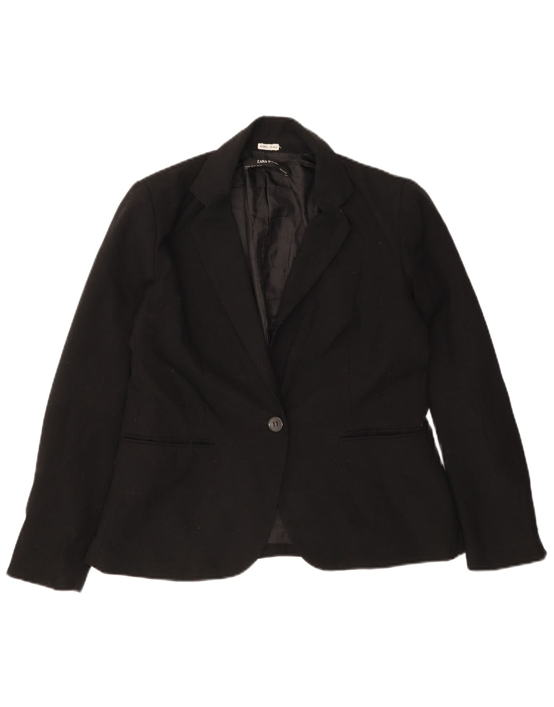 Zara Womens 1 Button Blazer Jacket EU 42 Large Black