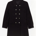 Vintage Womens Double Breasted Coat EU 40 Medium Navy Blue Polyester