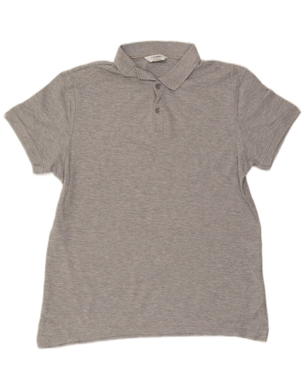 Calvin Klein Mens Body Fit Polo Shirt Large Grey Cotton