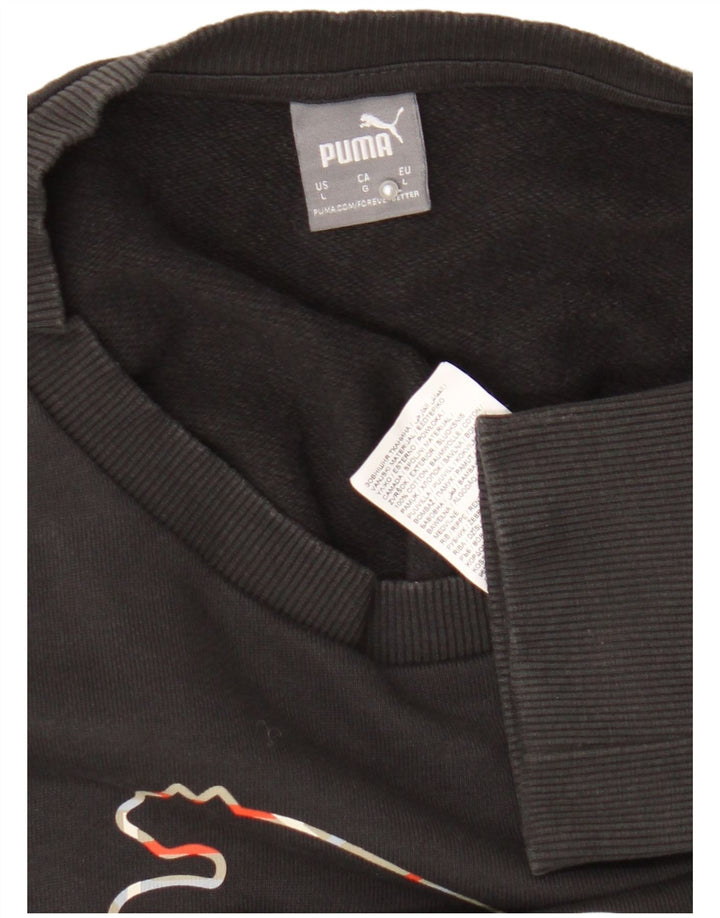 Puma Womens Graphic Sweatshirt Jumper UK 16 Large Black Cotton