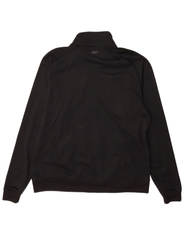 REEBOK Mens Tracksuit Top Jacket Large Black Colourblock Polyester