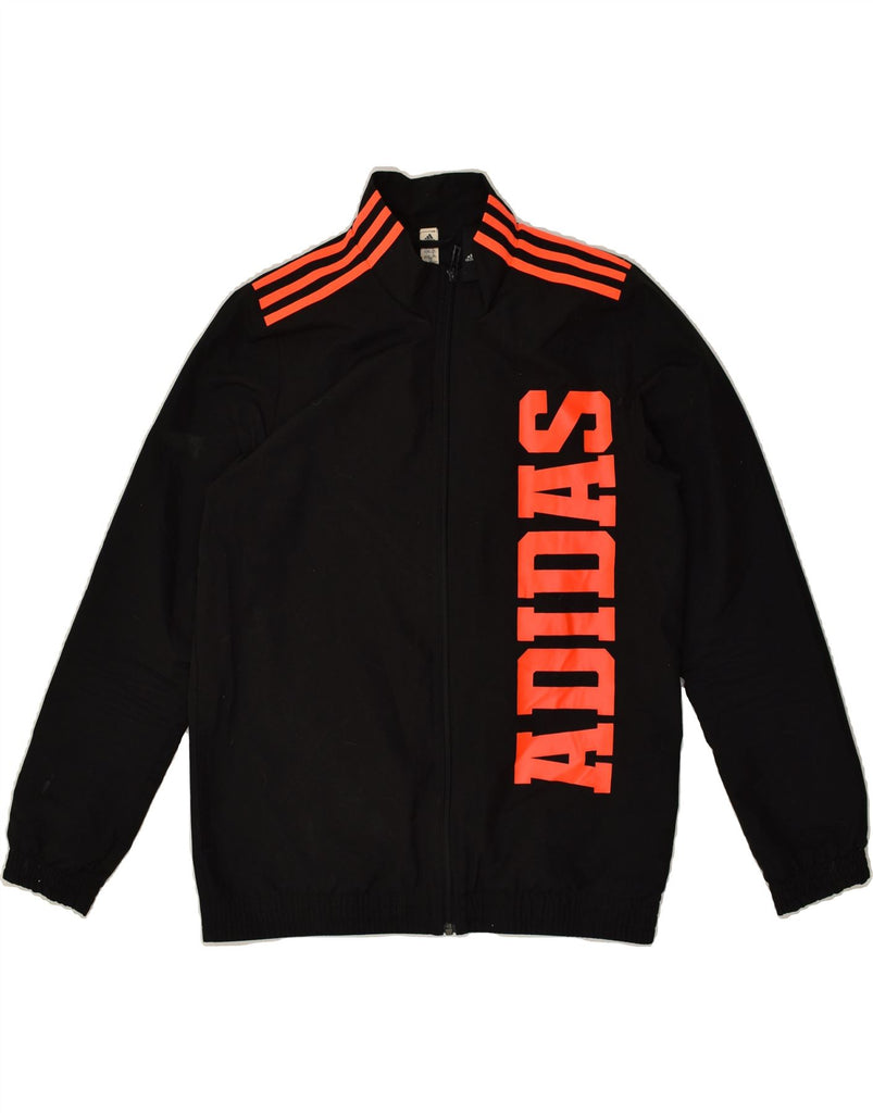 ADIDAS Boys Graphic Tracksuit Top Jacket 13-14 Years Black Polyester | Vintage Adidas | Thrift | Second-Hand Adidas | Used Clothing | Messina Hembry 