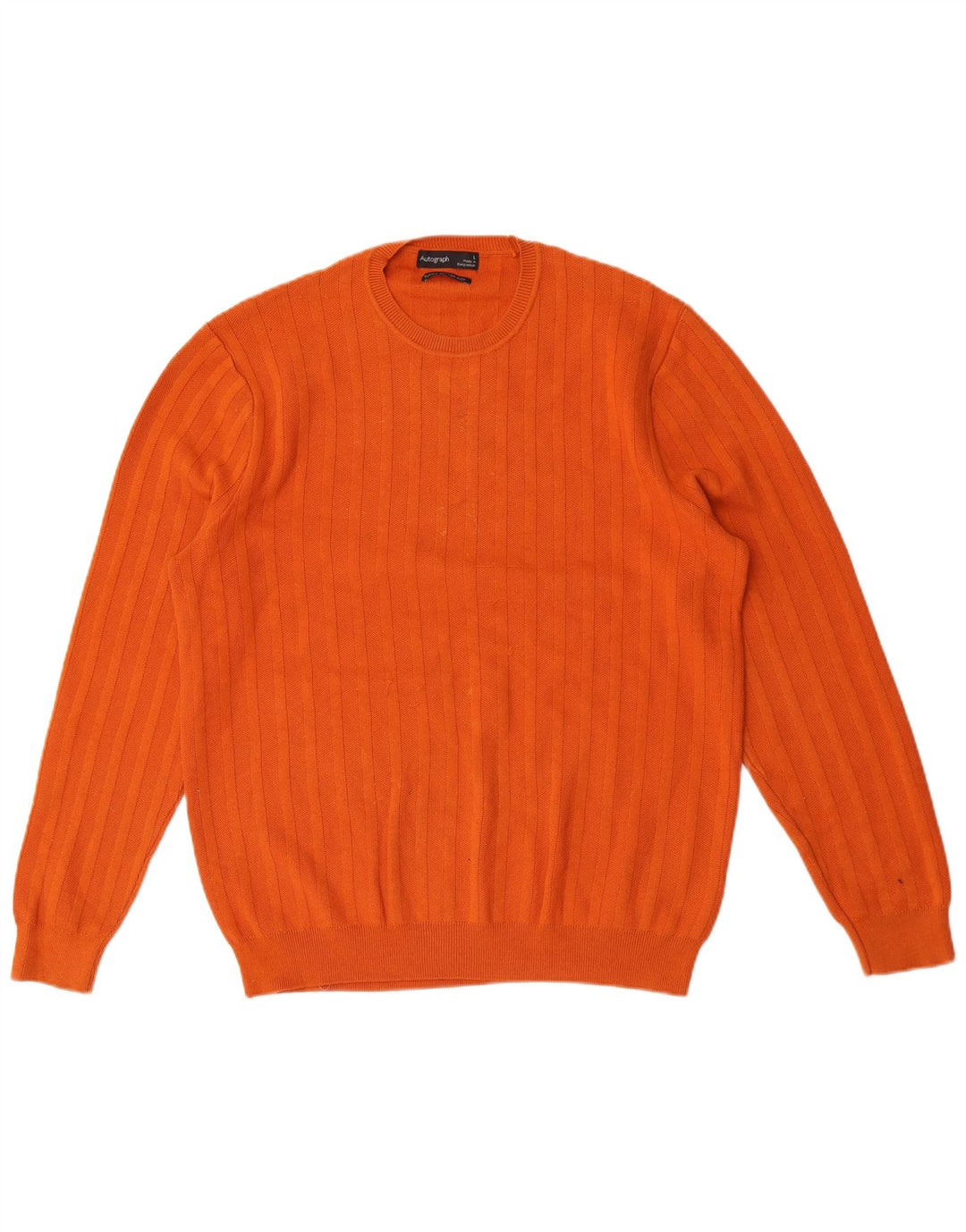 Marks & Spencer Mens Autograph Crew Neck Jumper Sweater Large Orange Cotton