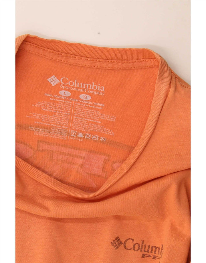 Columbia Mens Graphic T-Shirt Top Large Orange Cotton