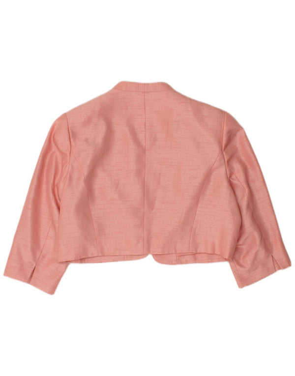 JACQUES VERT Womens 3/4 Sleeve Open Bolero Jacket UK 16 Large Pink