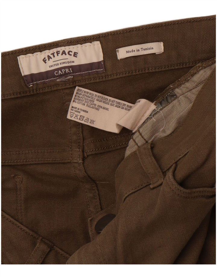 FAT FACE Womens Straight Capri Trousers W34 L23 Brown Cotton