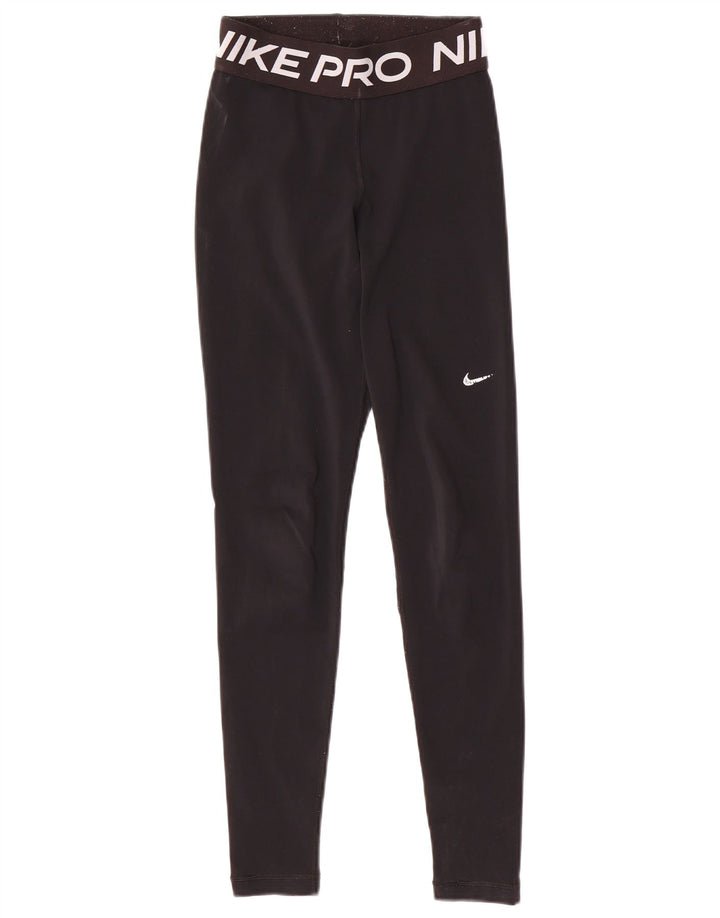 NIKE Womens Dri Fit Graphic Leggings UK 6 XS Black