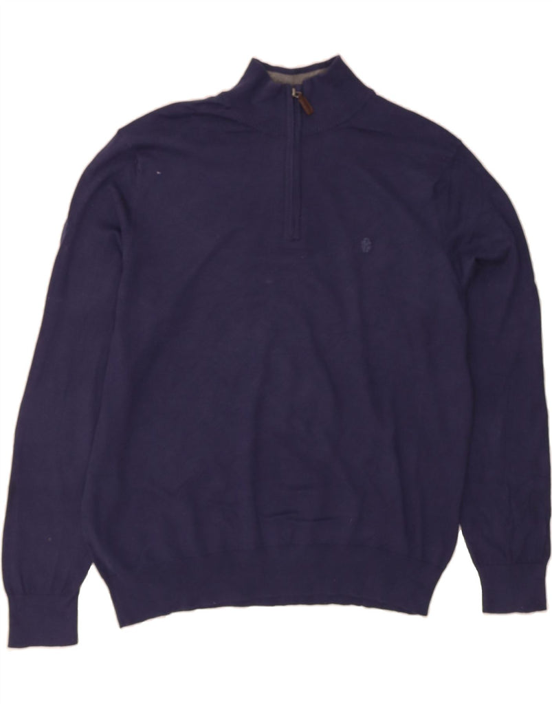 IZOD Mens Zip Neck Jumper Sweater XL Navy Blue Cotton Vintage Izod and Second-Hand Izod from Messina Hembry 